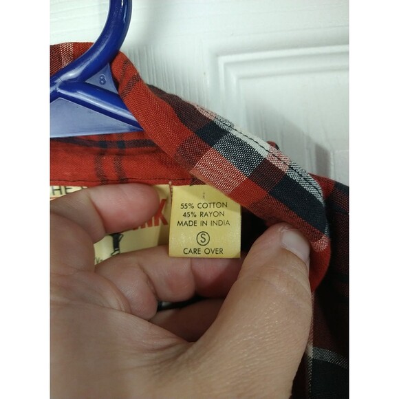 Ultra Pink Men's S Red Flannel Vintage Single Stitch S/S Button Pocket Shirt - Picture 10 of 12